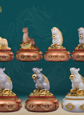 东北五仙真身汉白玉彩绘客厅摆件