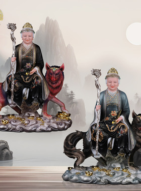 汉白玉黑老太太神像家用堂口摆件