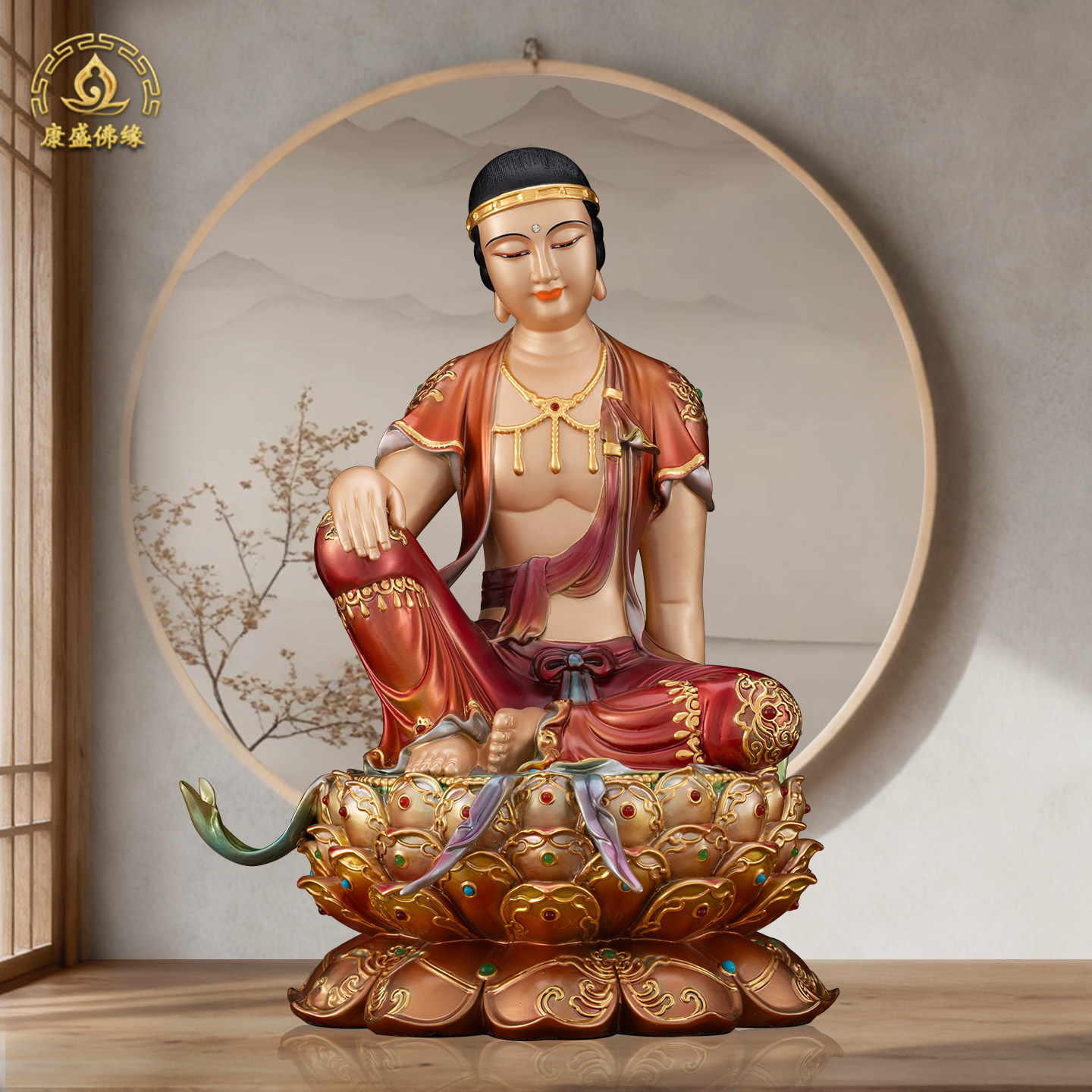 纯铜丹彩歪脖老母神像供奉青岩寺歪脖子圣母观音老佛人物桌面摆件