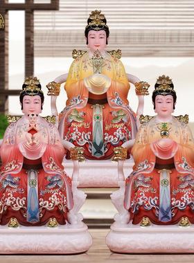 三霄娘娘神像客厅摆件汉白玉中式