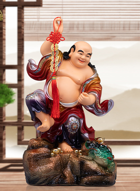 刘海戏金蟾神像树脂唐彩招财摆件