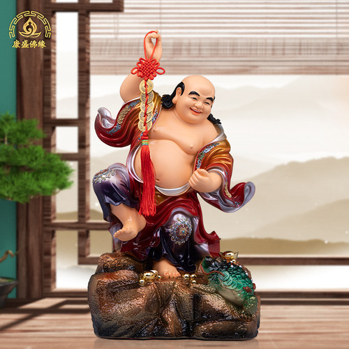 刘海戏金蟾神像树脂唐彩招财摆件