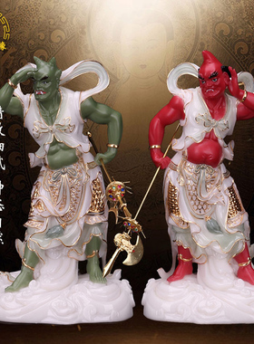 千里眼顺风耳神像妈祖护法汉白玉