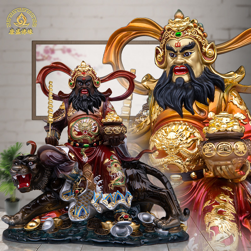 骑虎赵公明神像客厅纯铜摆件中式