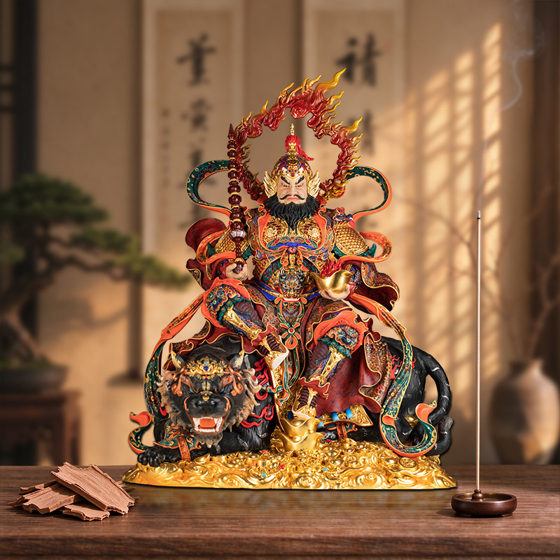 骑虎赵公明神像体办公室招财摆件