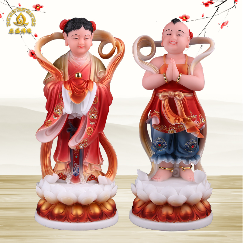 善财童子龙女金童玉女佛像佛观音菩萨随从家用居家工艺品供奉摆件