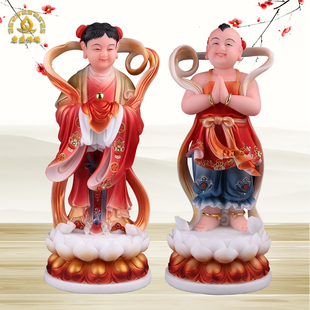 善财童子龙女金童玉女佛像佛观音菩萨随从家用居家工艺品供奉摆件