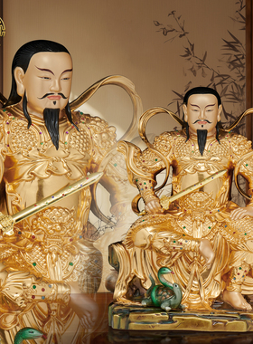 铜贴金真武大帝神像玄天上帝摆件