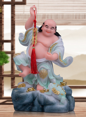汉白玉中式刘海戏金蟾神像摆件