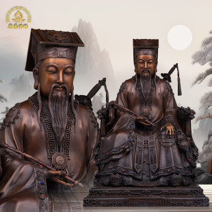道家吕洞宾纯阳祖师神像供奉吕祖孚佑帝君坐像紫铜客厅摆件工艺品