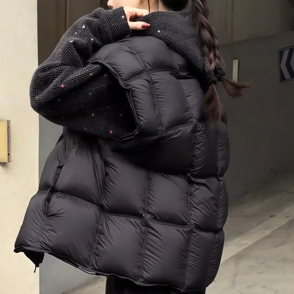 轻奢风无袖黑色羽绒服马甲外套女