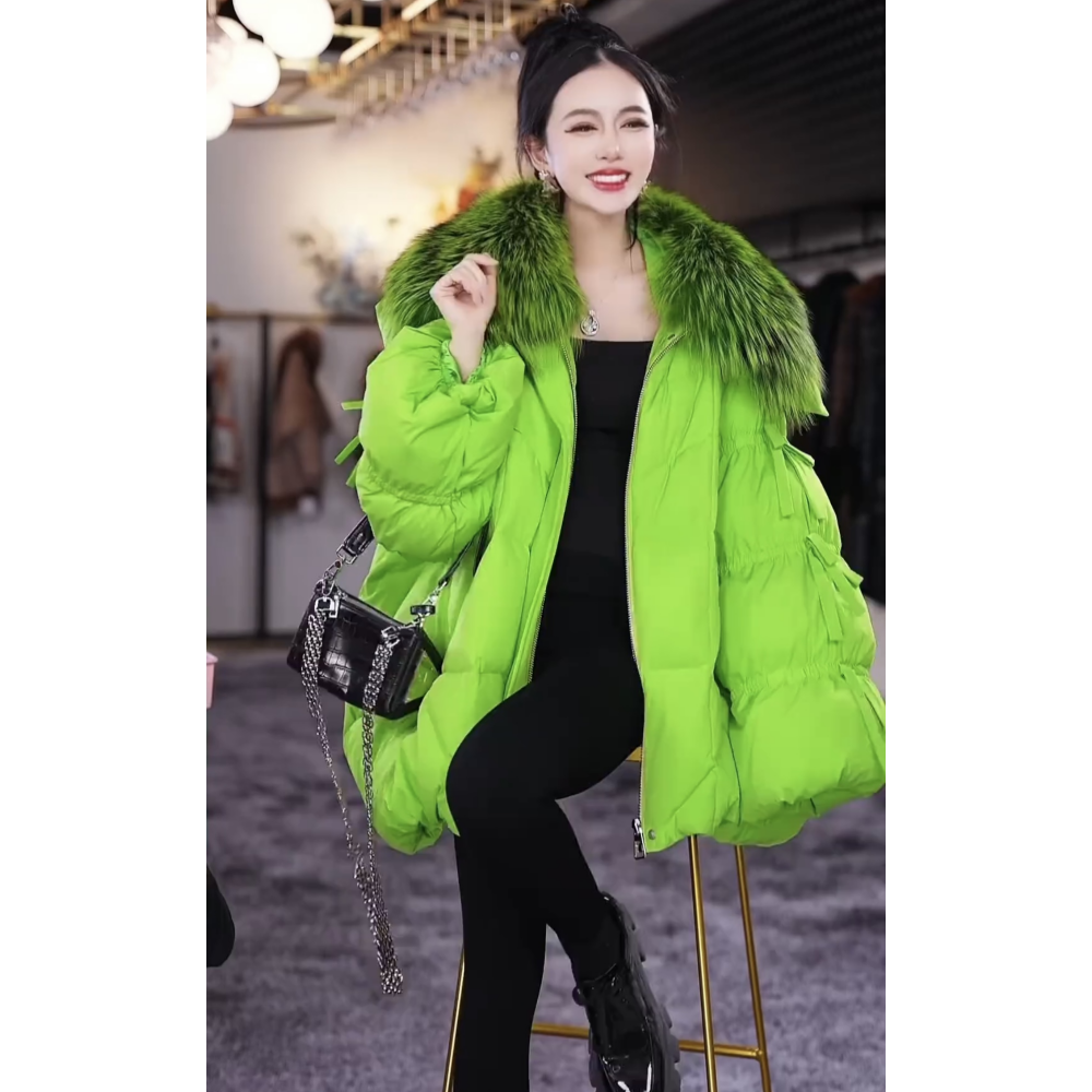 蝴蝶系带设计羽绒服外套保暖舒适