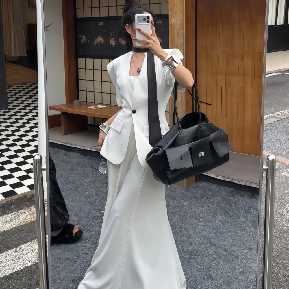 2026夏季简约休闲套装女夏季短袖西装外套阔腿裤两件套气质通勤装