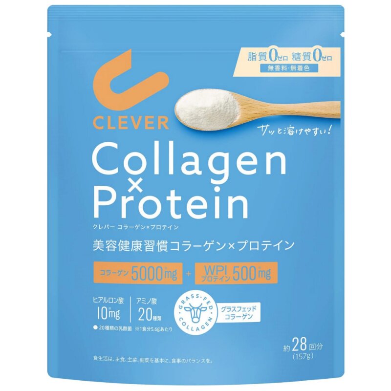 日本代购Clever胶原蛋白肽*乳清分离蛋白粉WPI乳酸菌 157g /袋
