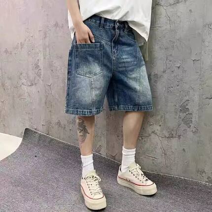 夏季薄款牛仔短裤男2026年新款热裤宽松直筒显瘦中裤高腰五分裤子