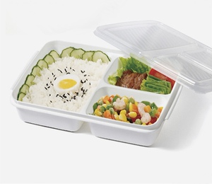 出日本食品级pp微波炉便当盒精致三分格大号QS质量认证分格饭盒