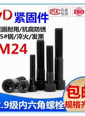 12.9级全牙内六角螺丝加长杯头圆柱头螺钉M24*40*45*50*55----500