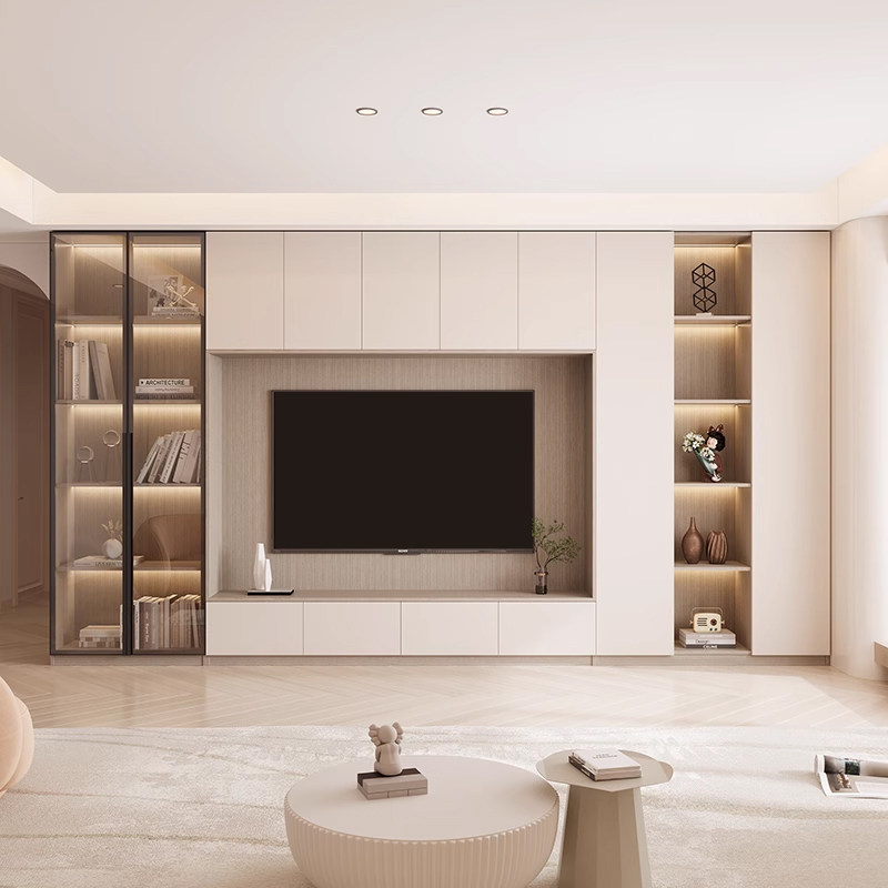 电视柜组合墙一体客厅背景墙现代简约轻奢地台电视机柜极简高柜