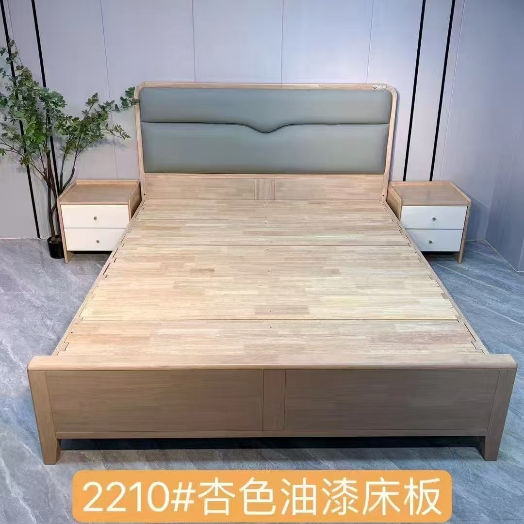 实木软包靠背双人床单人床酒店公寓民宿1米8大床1米5床现代小户型