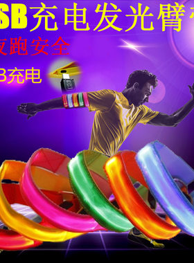 LED发光臂带晶格臂带 发光运动手腕带晨练雾霾天装备 包邮USB充电