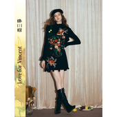 不参加满减 两三事梵高文艺西西里午后冬金鱼摆背心裙连衣裙