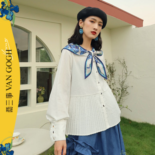 【婷仔推荐】两三事 油画海军 领质感精致衬衫女上衣