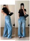气质设计假两件围帘阔腿牛仔裤 韩版 女92387 新款 欧洲站2026春季
