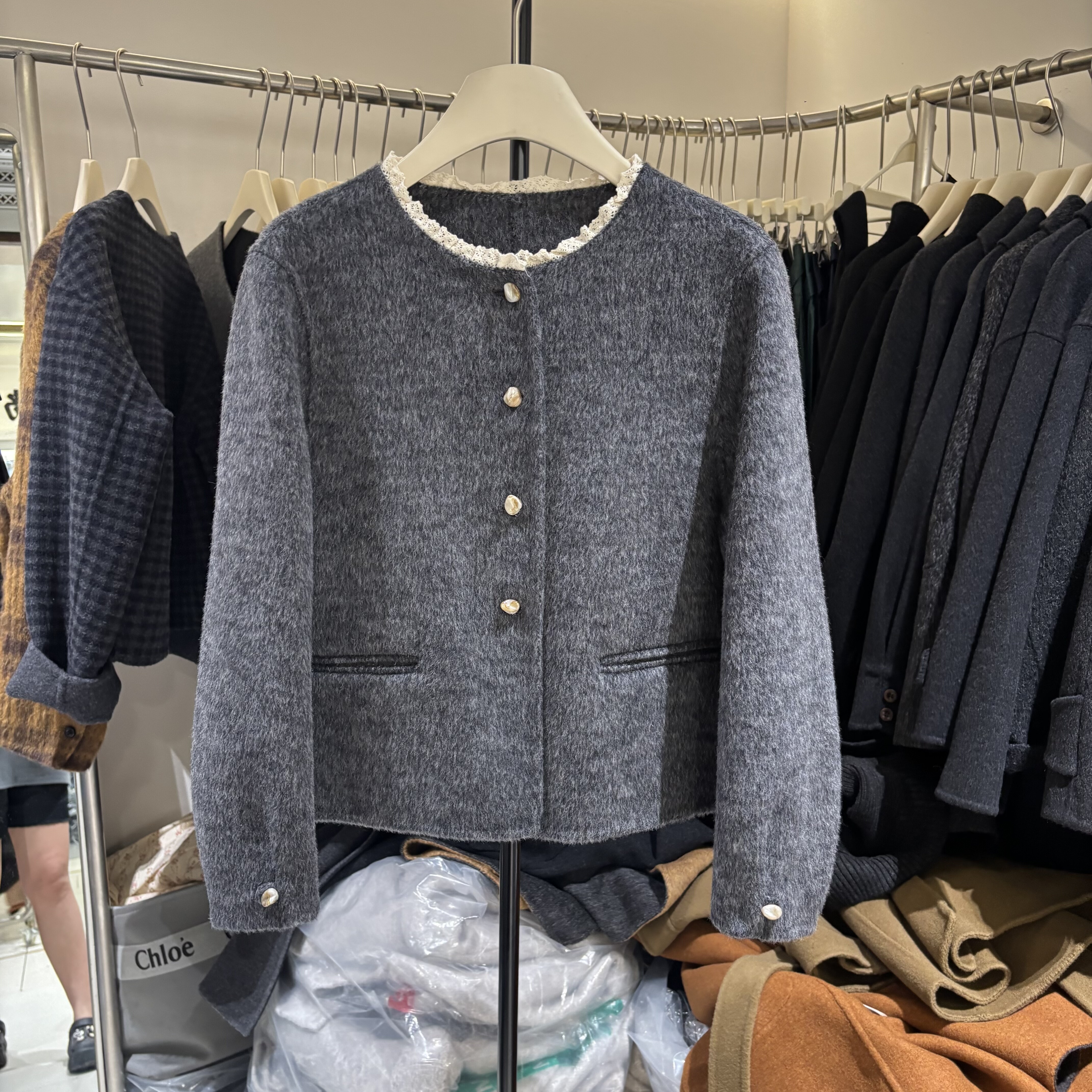 韩国双面羊绒大衣女短款2025秋冬新款韩版宽松显瘦羊毛外套女