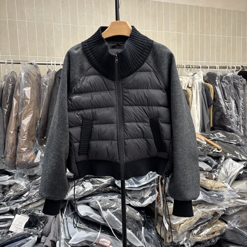 高领针织拼接假两件羽绒服外套女2025冬季宽松百搭保暖上衣潮5521