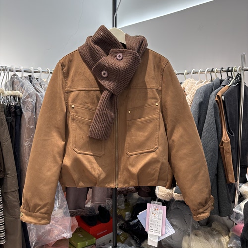 韩系小个子短款羽绒服女2025冬季新款时尚保暖围巾领白鸭绒外套97