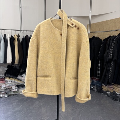 韩系短款双面呢羊绒外套女秋冬2025新款小个子气质羊毛呢大衣
