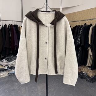 气质高级感宽松蝙蝠袖毛呢外套女秋冬季韩系经典百搭休闲短款上衣