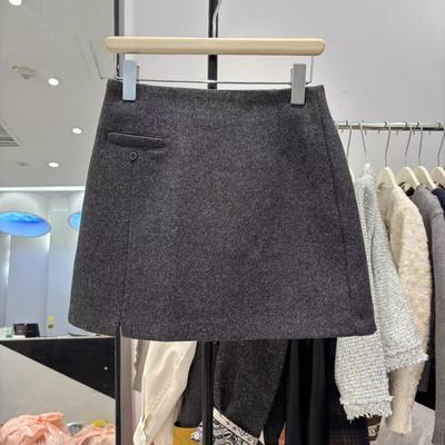 欧货2025冬季百搭高腰显瘦A字裙女防走光短款半身裙包臀裙3600