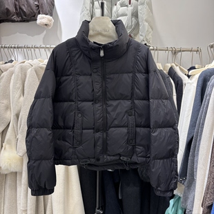 2025冬季新款鸭绒小个子加厚外套女立领短款宽松加厚面包服上衣