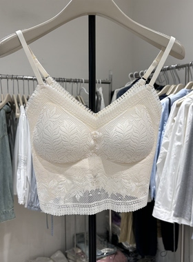 浪漫蕾丝自带胸垫可外穿气质温柔背心内衣Bra少女无钢圈吊带9015