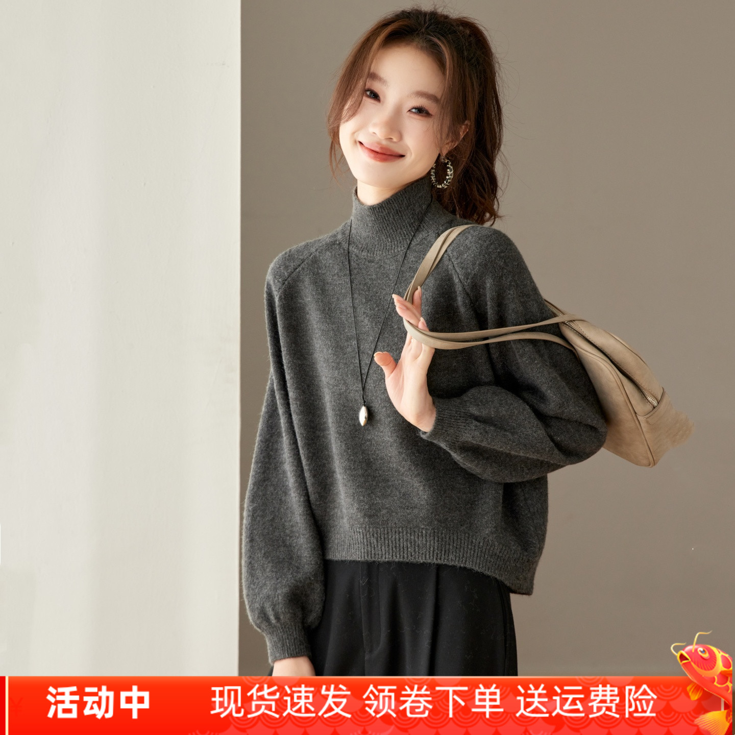 半高领毛衣女短款2025新款秋冬宽松休闲针织衫内搭小个子打底衫厚