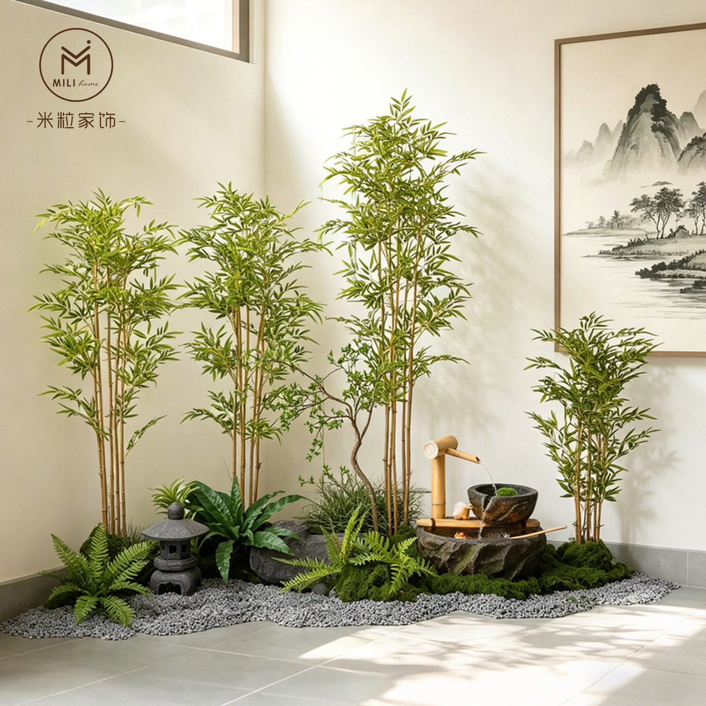 高级真杆竹子仿真盆栽室内茶室新中式禅意造景室外假竹子植物装饰