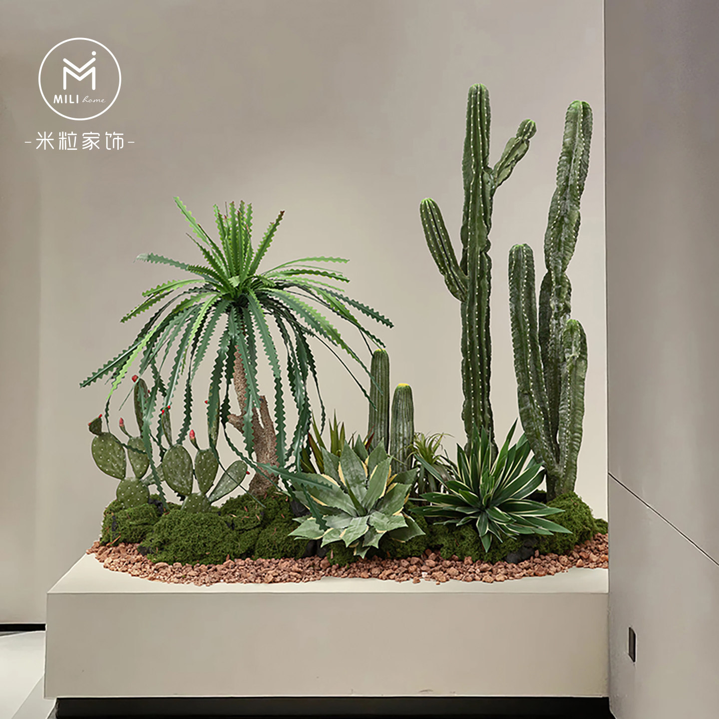 仿真绿植沙漠仙人掌造景室内大型沙生假植物景观店铺橱窗场景装饰