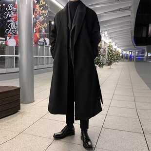 秋冬男士新款毛呢大衣男中长款韩版高级感加厚网红英伦长风衣外套