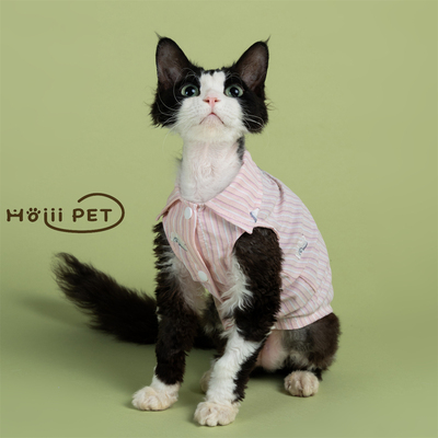 HOiiiPET刺绣条纹衬衫德文猫