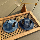 HOiii 防晒露耳朵 德文猫咪渔夫帽无毛猫太阳帽夏季 PET 牛仔很忙