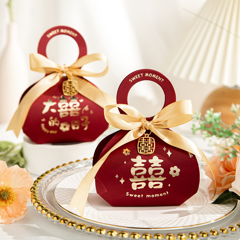 喜糖盒结婚糖盒2026新款中式婚礼糖果礼盒手提喜糖袋包装盒子空盒