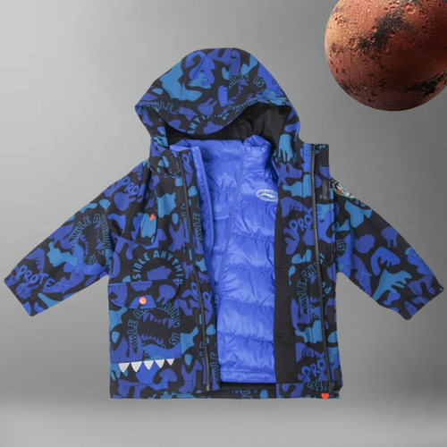 李宁冬季新品男小童厚保暖三合一套装运动风衣羽绒服YWBR015