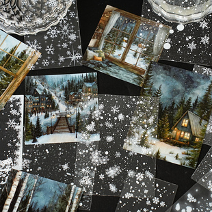 意鸟PET贴纸包 片刻流光  雨滴雪花星光风景手账拼贴装饰素材贴