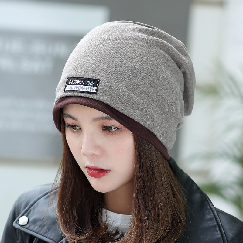 帽子女春秋韩版多功能纯色包头堆堆帽时尚休闲护耳保暖女款头巾帽