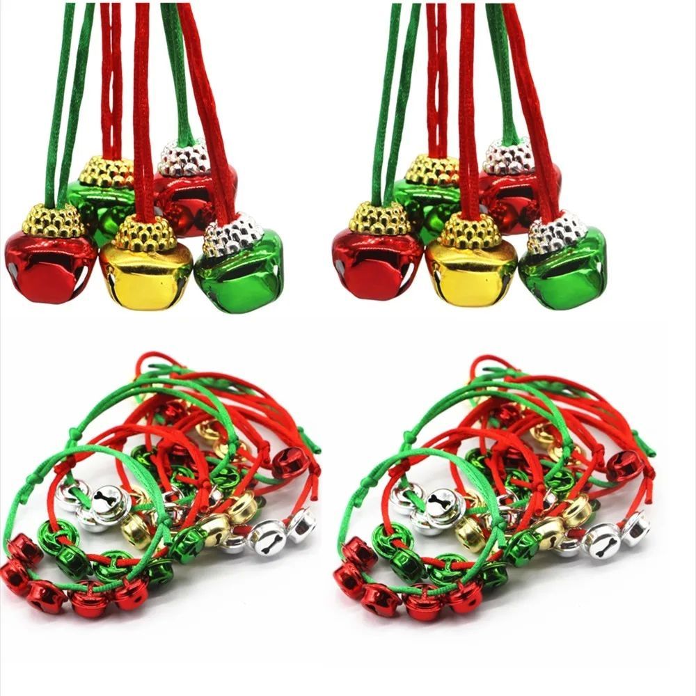 12/24Pc Cute Christmas Bell Bracelet Necklace Children's Bir