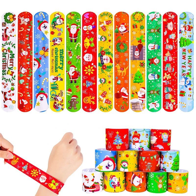 12/36PCS Christmas Slap Bracelets Toys for Christmas Party F