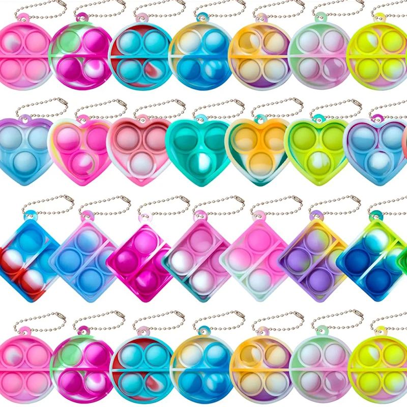 20PCS Mini Pop Fidget Keychain Stress Relief Toys for Kids B