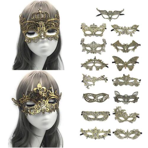 Hot Gold Lace Mask Party Masquerade Halloween Mask Half Face