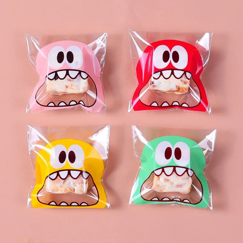 100 pcs Cute Monster Sharp Teeth Plastic Bags Xmas Gift Pack